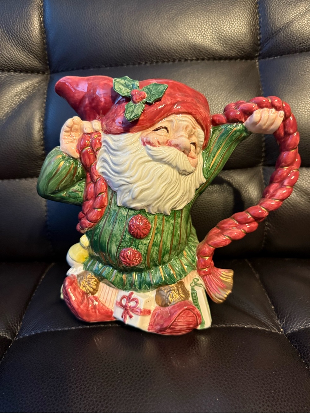 Fitz and Floyd Red & Green Braided-Hat Santa Gnome Figurine